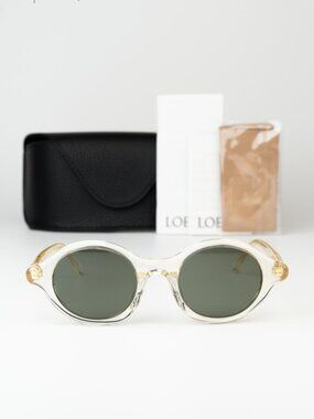Loewe Men Sunglasses Pale Yellow Green Round LW40162U 57N NEW AUTHENTIC